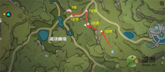 《原神》須彌地圖獸肉速刷路線圖 《原神》須彌獸肉怎么速刷